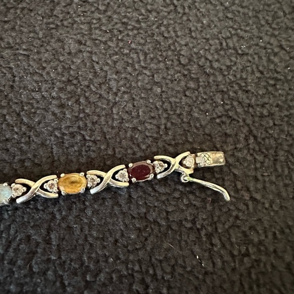 Vintage DBJ Sterling Multi Stone Tennis Bracelet 7” - Picture 5 of 8